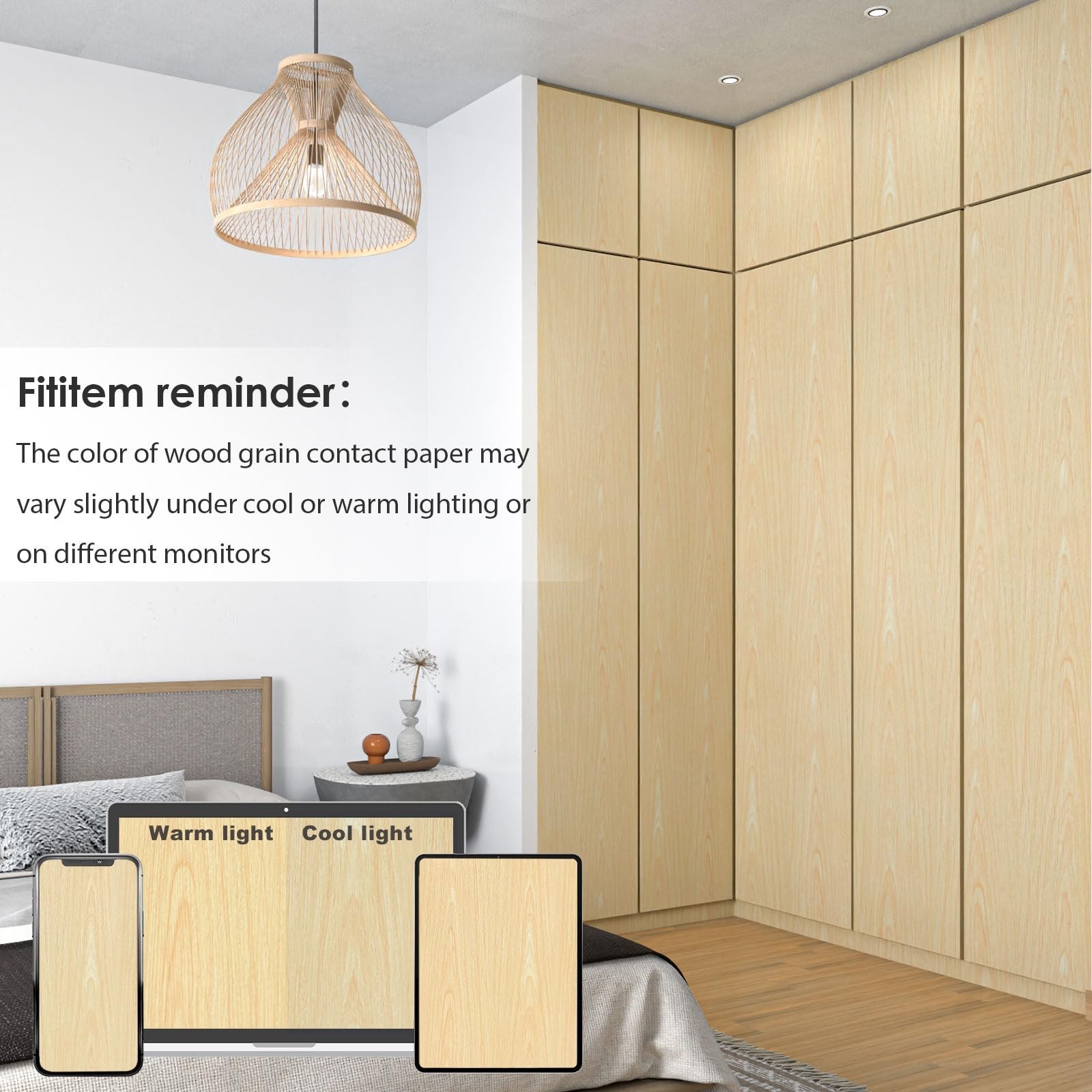 Fititem Wood Grain Contact Paper Light Wood Wallpaper Peel and Stick Contact …