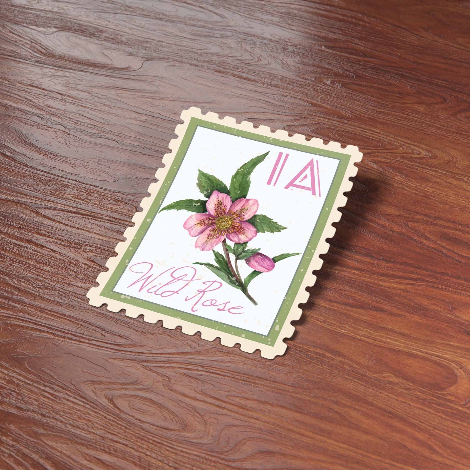 Iowa State Flower Wild Rose Sticker – IA Vintage Stamp Decal for Laptop, Thermos