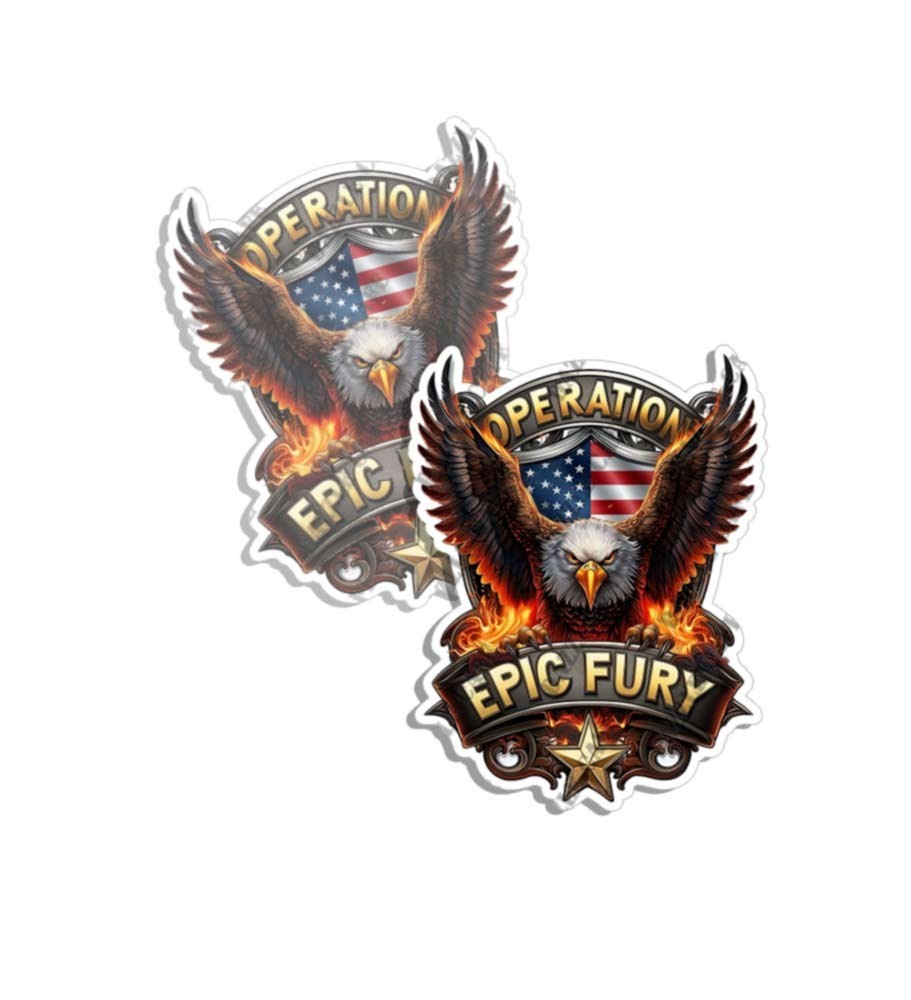 Patriotic OPERATION EPIC FURY Sticker Military Vinyl PATRIOTIC Decal Wall 2 PACK