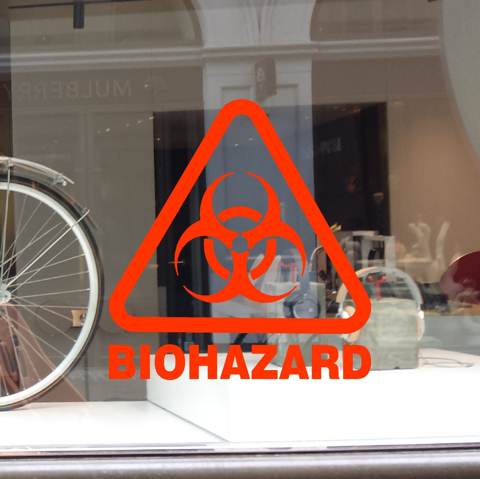 BIOHAZARD DECAL BIOSAFETY SYMBOL WARNING WINDOW WALL COMMERCIAL BUSINESS SIGN