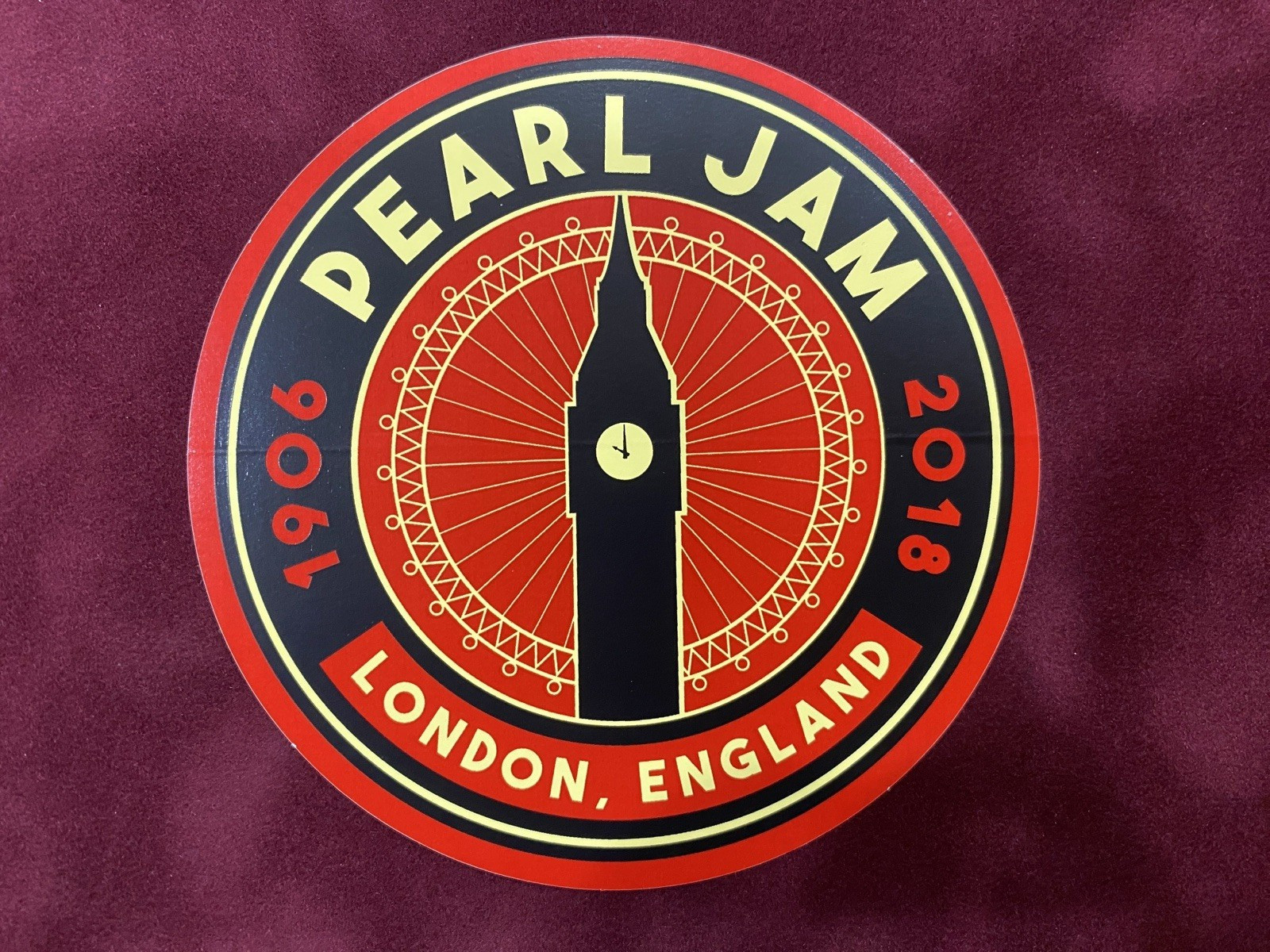 Pearl Jam 2018 London England Concert Tour Sticker (1906)