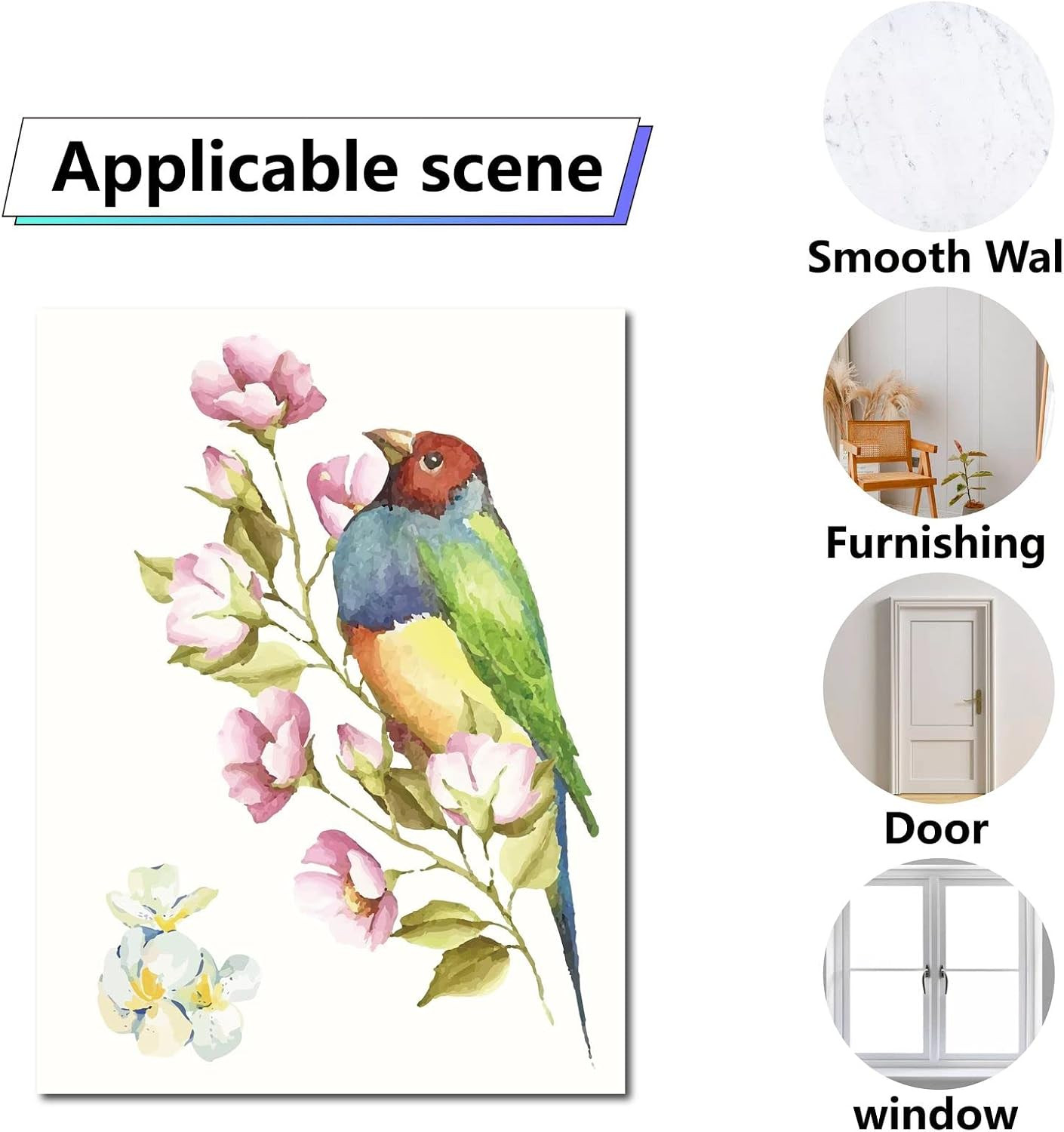 8 Sheets Wall Decals Hummingbird Flowers Butterfly Window Stickers