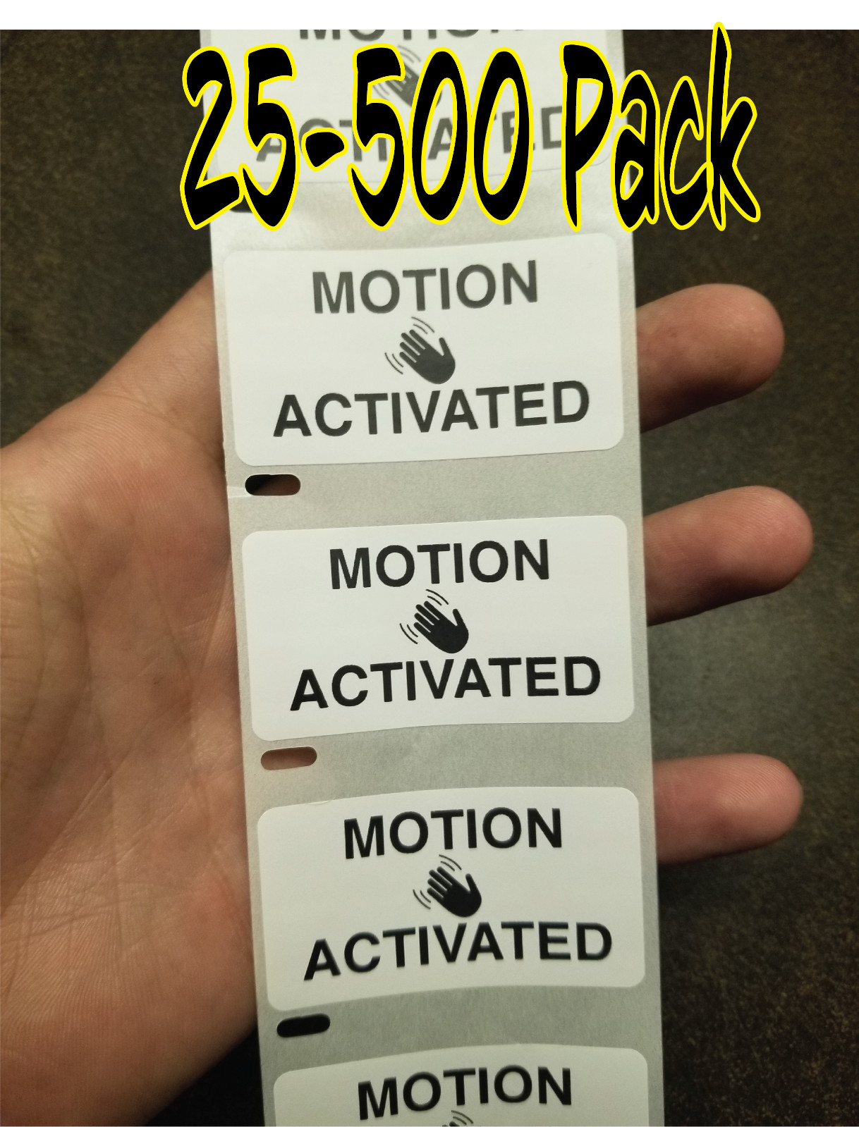 "MOTION ACTIVATED" 25-1000 Pack Stickers Gag prank sticker