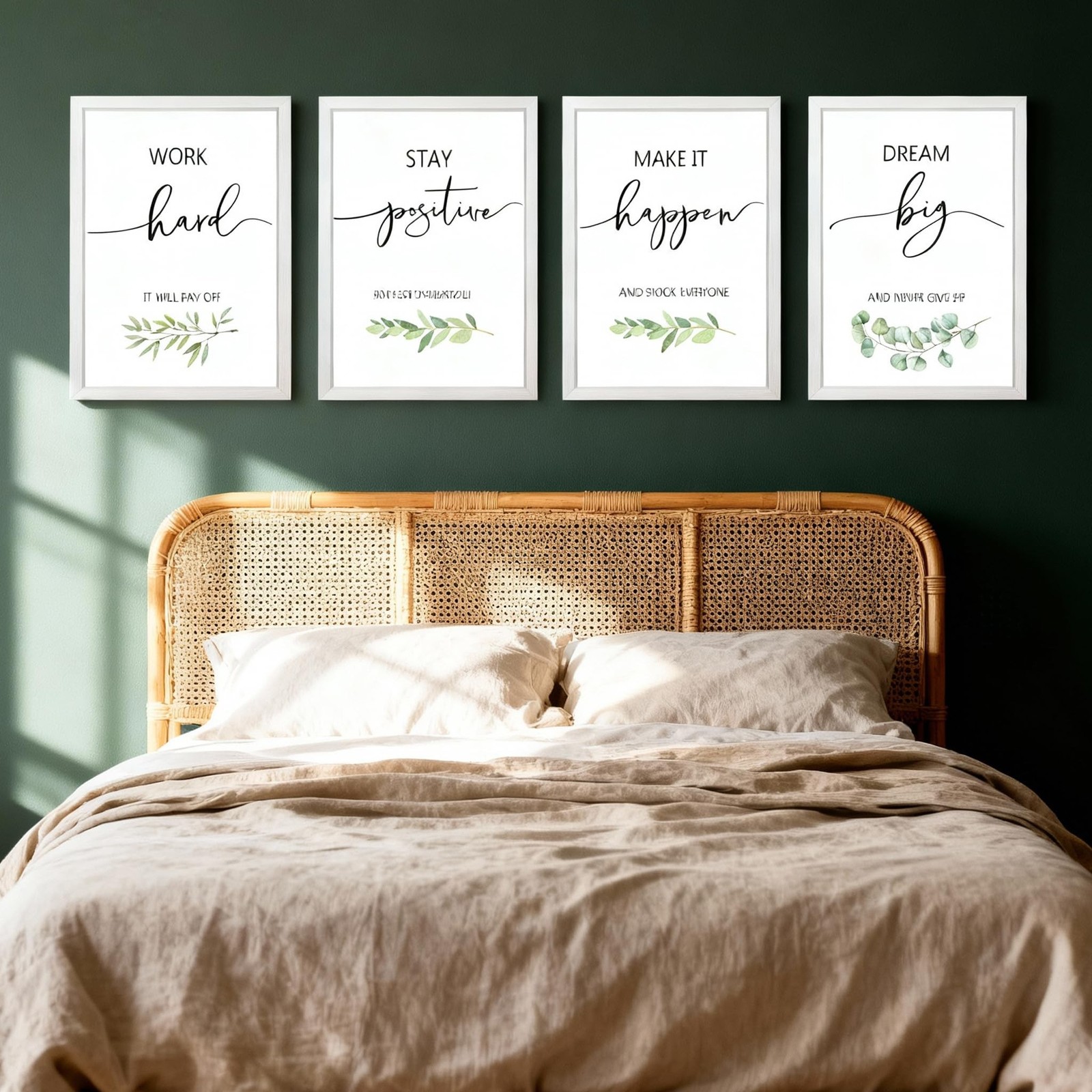 Motivational Wall Art Set of 4, 16 x 11 Inch Framed Inspirational Quotes Prin…