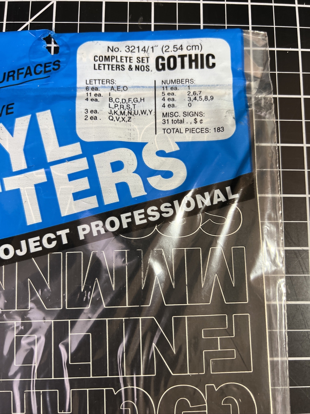 GOTHIC BLACK Adhesive Vinyl Letters & Numbers 1" INDOORS OUTDOORS SEALED
