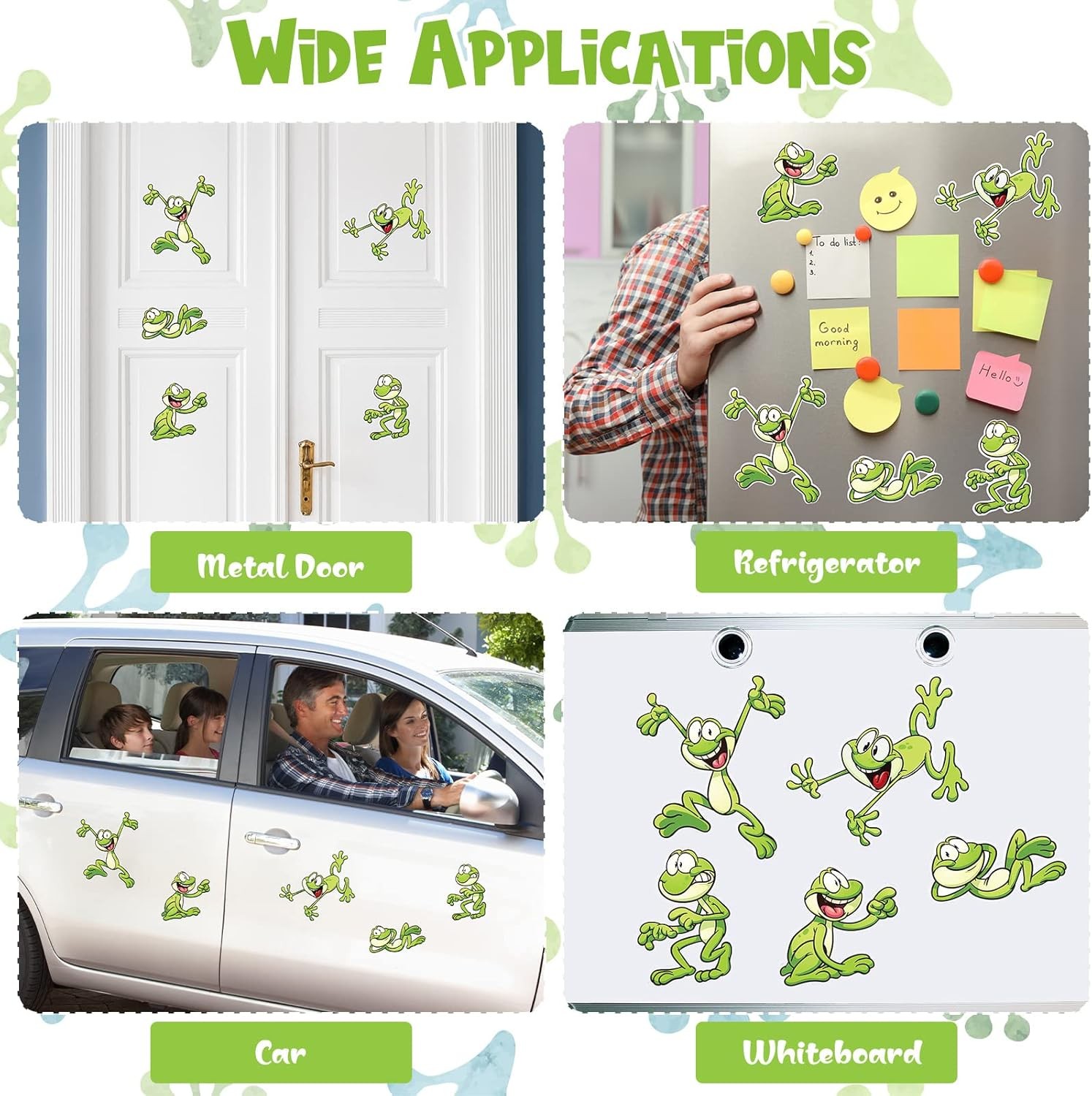 Cute Frog Car Magnets Waterproof Sticker Set Decorative