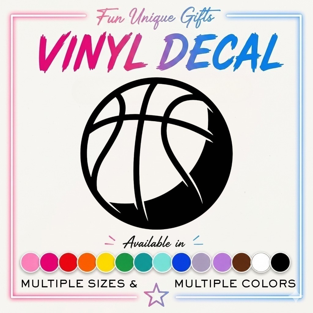 Basketball Sports Hoops Vinyl Decal Choose Size/Color Car Sticker FREE SHIP