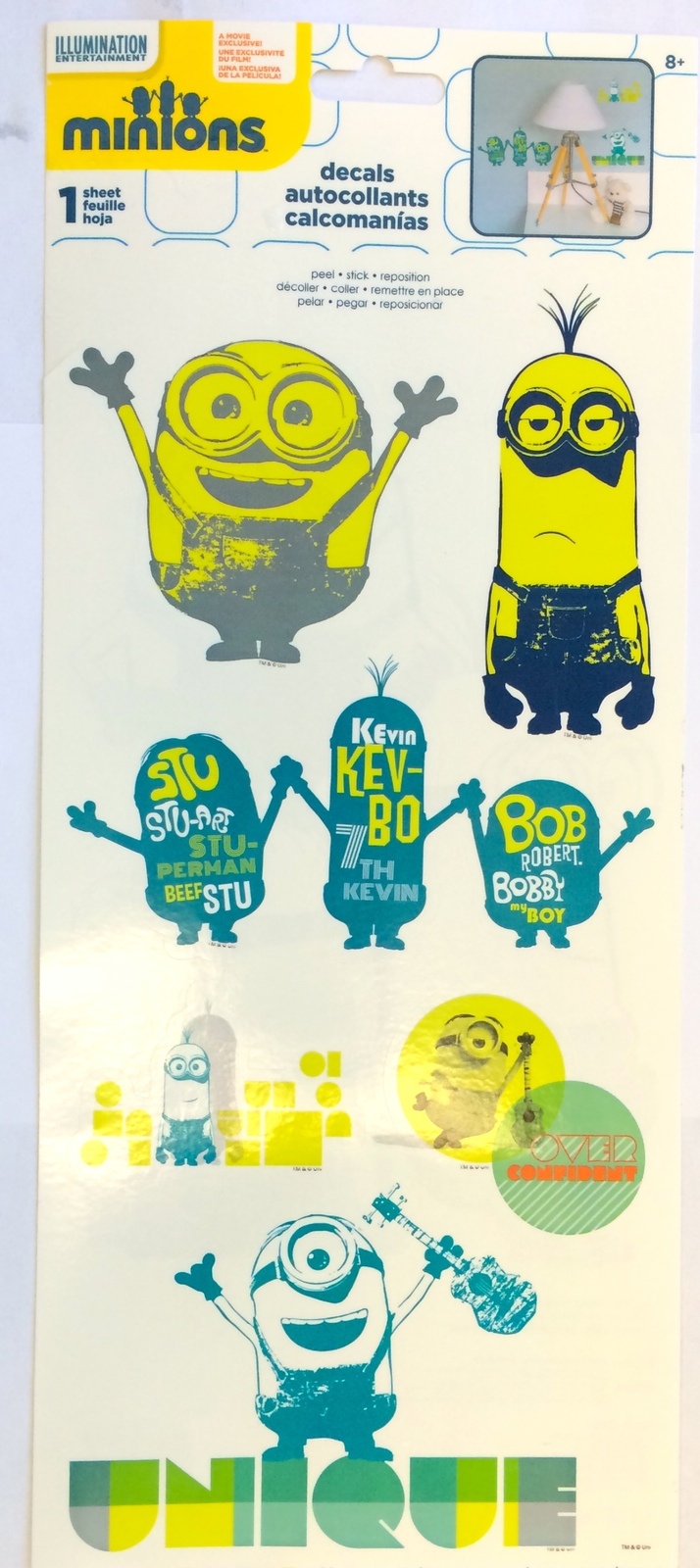 6 Despicable Me Minions Movie Wall Stickers Repostionable Decal Room Party decor