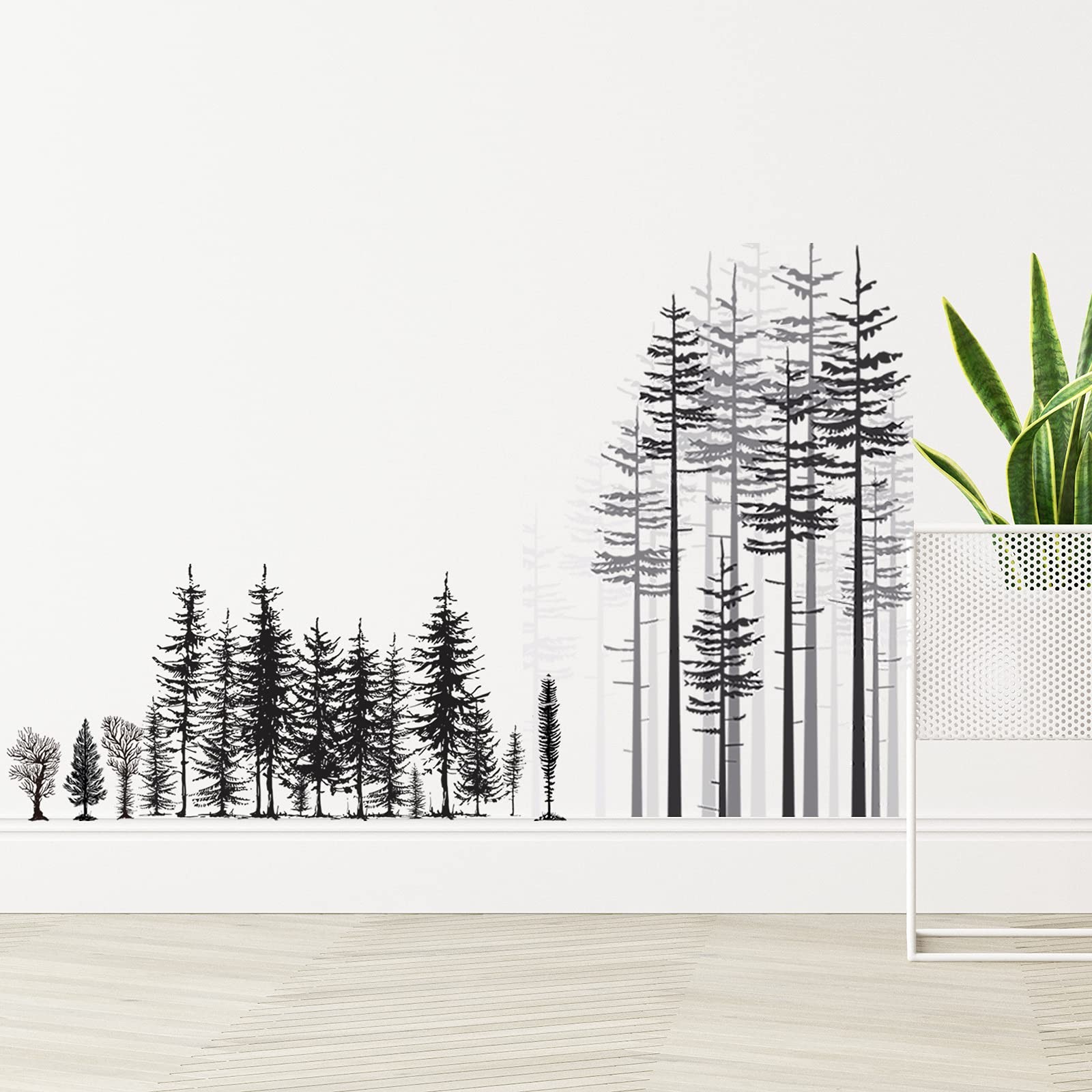 Outus 3 Sheets Mountain Forest Bear Wall Decals Stickers Pine Tree As Shown