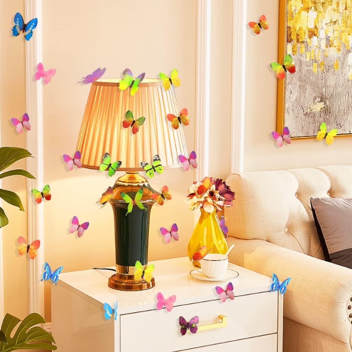 60 Pcs 3D Colorful Butterfly Wall Stickers – Removable & Waterproof Decor