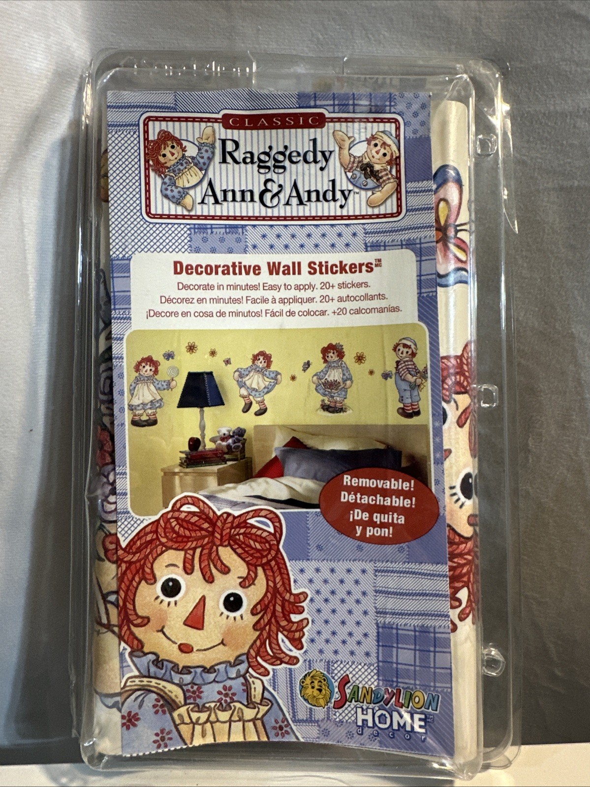 VTG 2005 Raggedy Ann & Andy Peel Stick Sticker Wall Decals Removable Decorative
