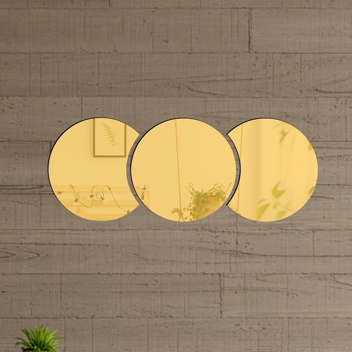 Vertical Stacked Round Mirror Decal Lightweight Safe Modern Living Room Wall Art