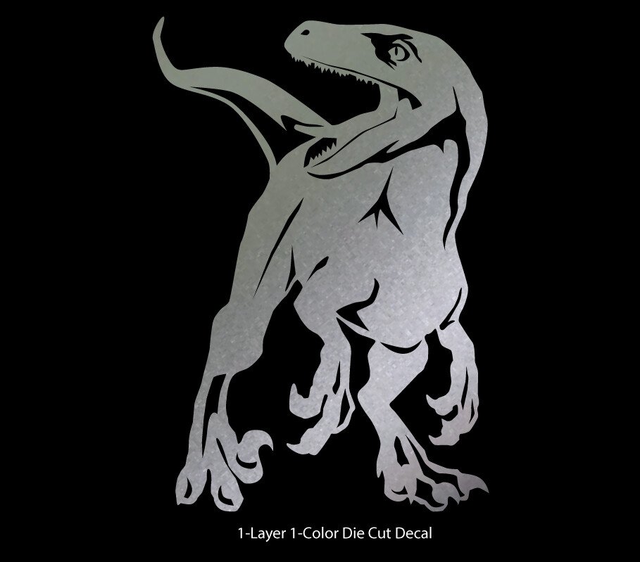 Dinosaur – Roaring Velociraptor #1 – Jurassic Period – 4-21" wide – DieCut Decal