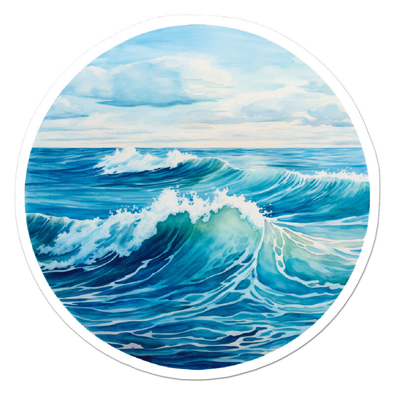 Ocean Surf Waves, Vinyl Decal Sticker, Indoor Outdoor, 3 Sizes, #11812