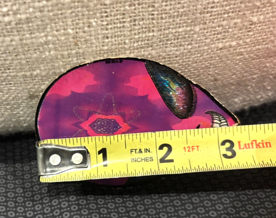 Vintage! Unique Alien Head Sticker! Glitter Eyes! Colorful Purple & Pink! ~3.5"!