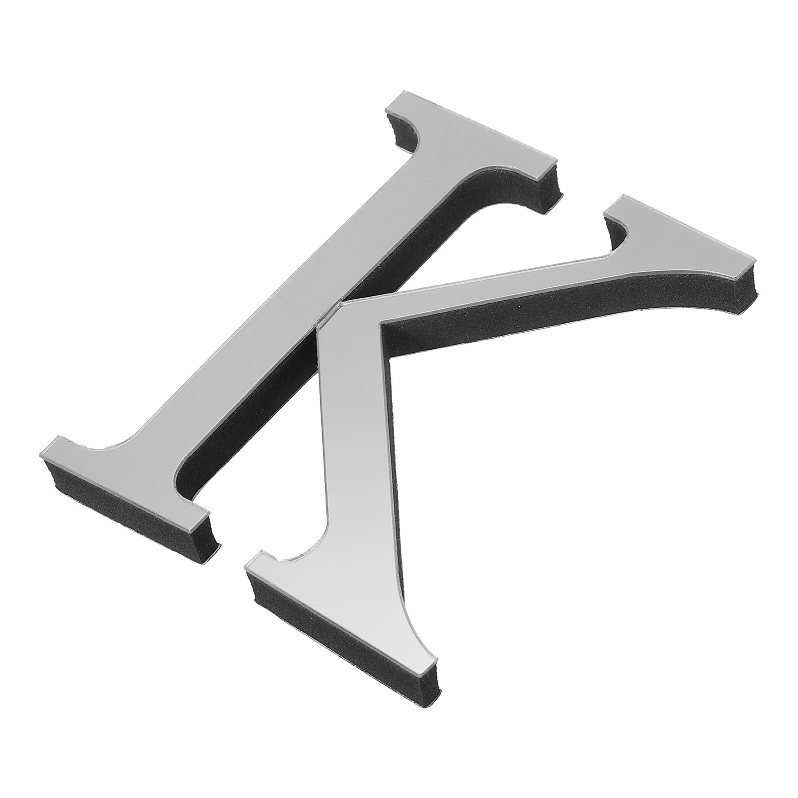 3D Acrylic Alphabet Mirror Wall Sticker Letter K Self-Adhesive Silver Tone