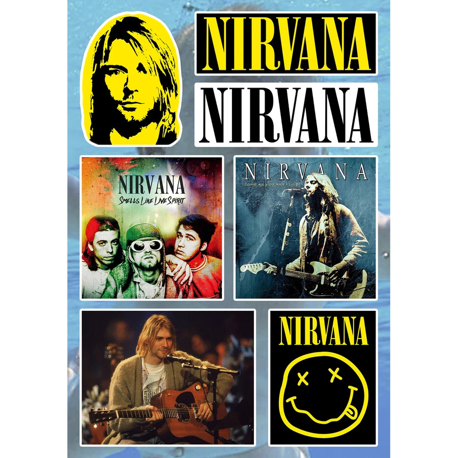 Nirvana Sticker Pack Kurt Cobain Nevermind In Utero Bleach MTV Unplugged Band
