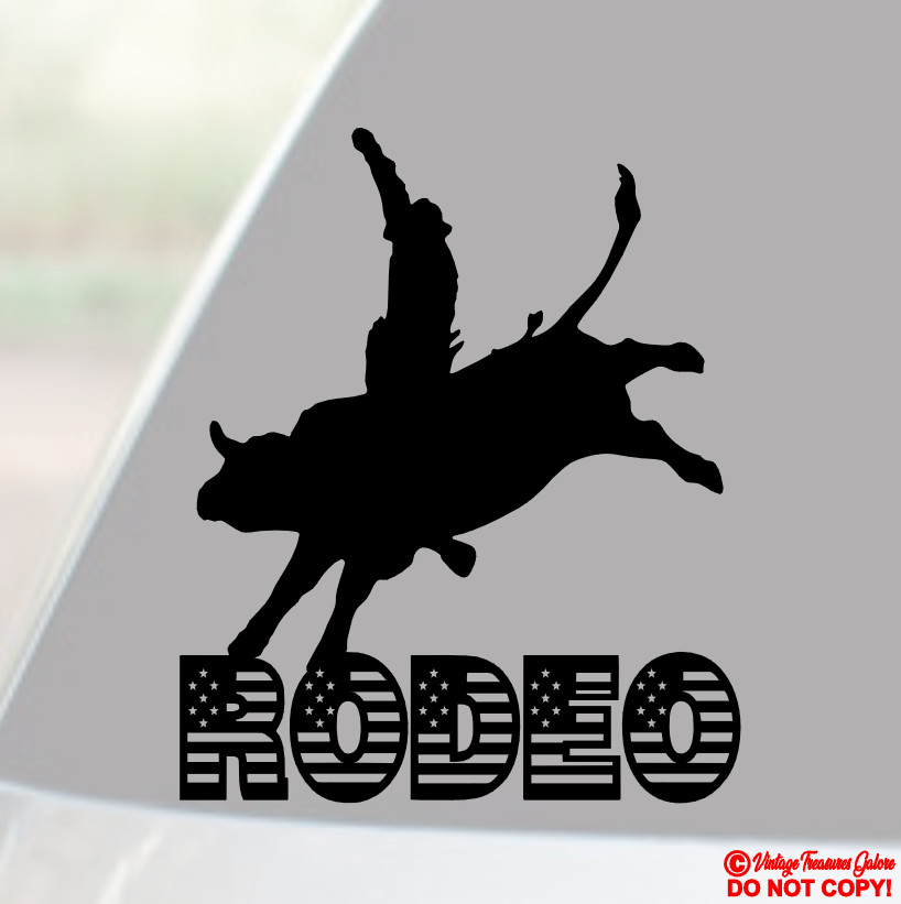 RODEO BUCKING BULL RIDER RIDING COWBOY SPORT VINYL DECAL STICKER CAR WINDOW JDM