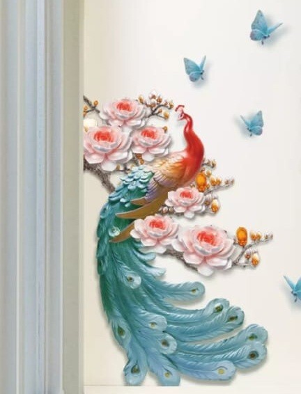 Multi color Peacock Wall Sticker Removable Wall Decor Home, Room & Living room