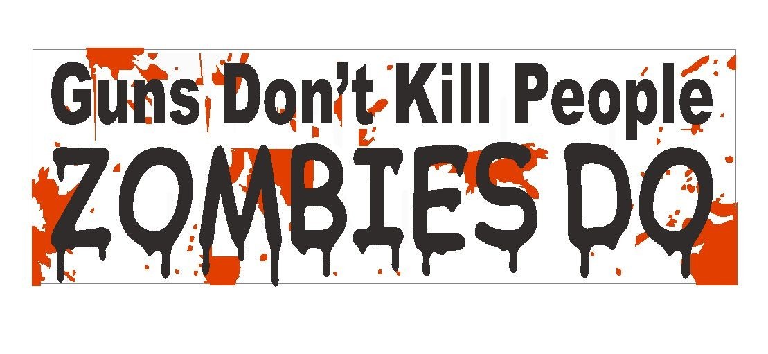 Zombie Bumper Sticker or Helmet Sticker D417