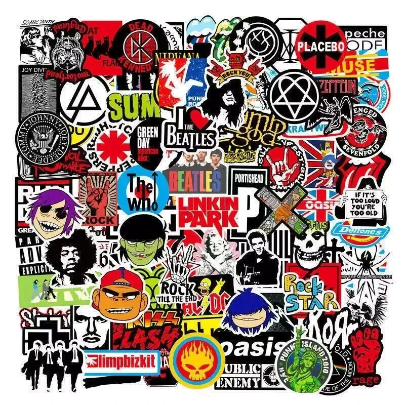 US 100PCS Rock Band Stickers Lot Punk Music Heavy Metal Bands Sticker Decal