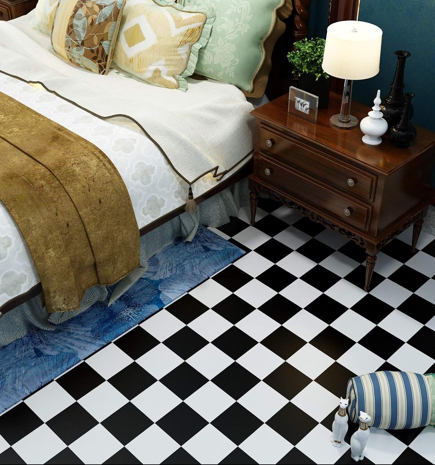 Livelynine Checkered Black and White Vinyl 15.8×78.8 Inch,