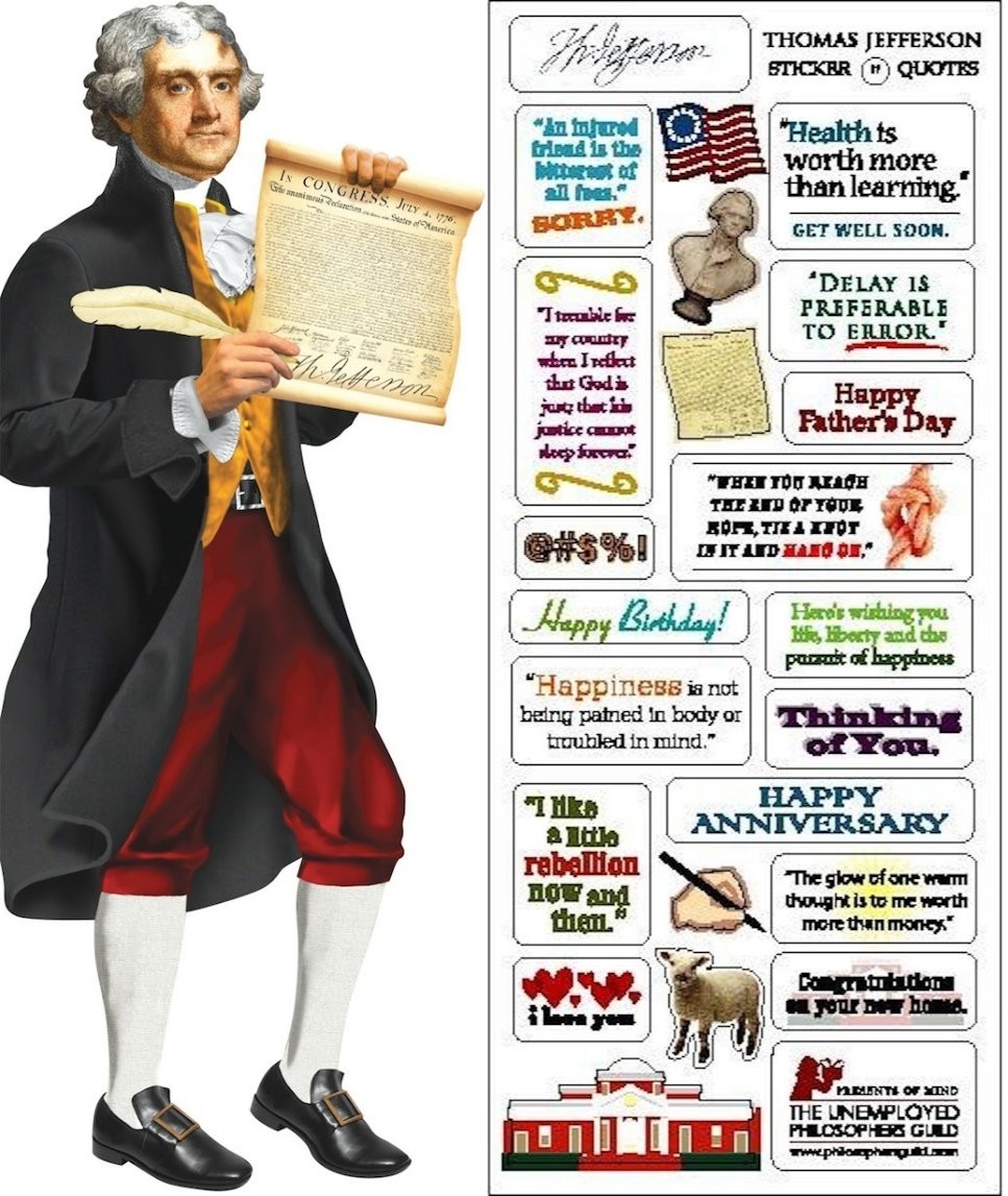 Greeting Card Stickers UPG Quotable Notables NEW Thomas Jefferson