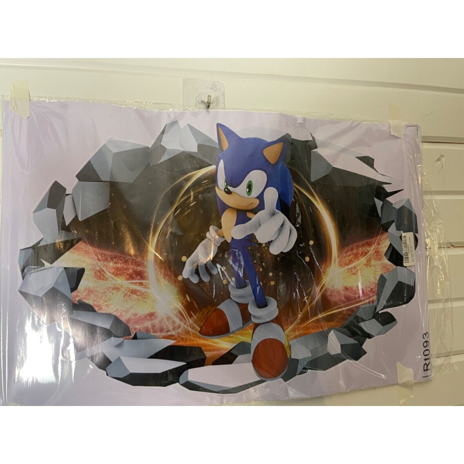 Sonic Wall Decal 3D Hole Art Children's Cartoon Vinyl Wall Sticker for Nursery K