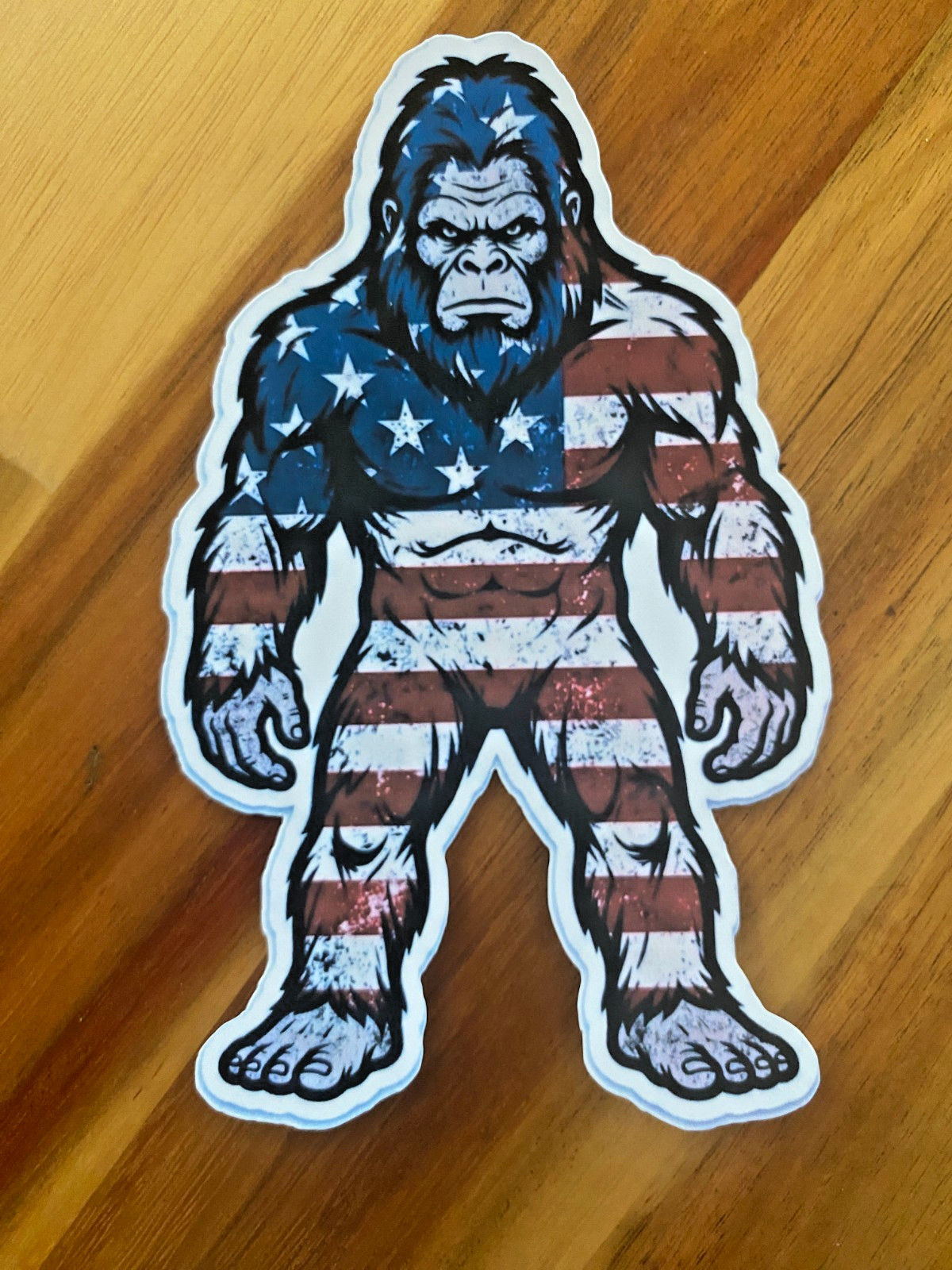 Bigfoot US Flag Waterproof Vinyl Decal Sticker Indoor Outdoor Sasquatch Yeti