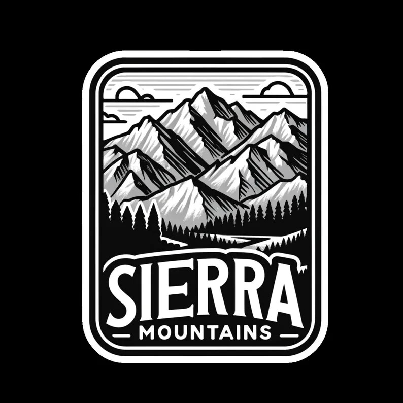 Sierra Mountains Sticker – Outdoor Adventure Decal, Travel Vinyl, Water-Resistan