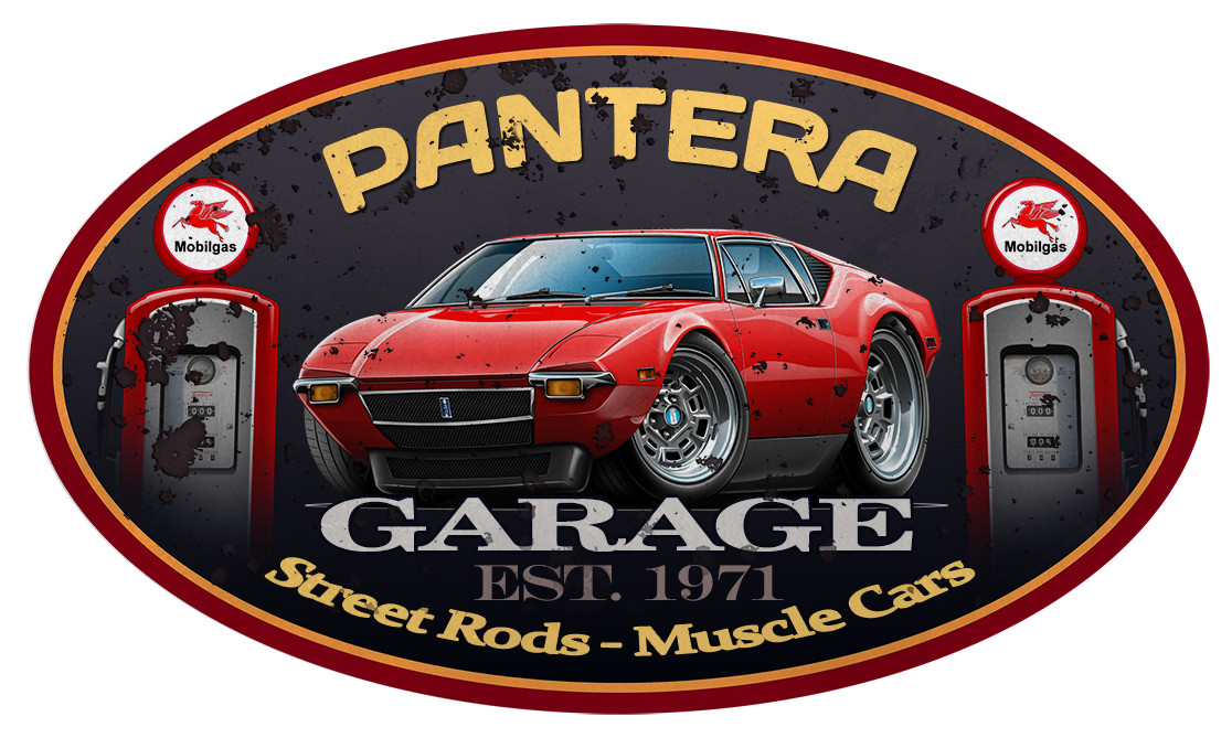 1971 1972 DeTomaso Pantera Exotic Car Garage Sign Wall Art Graphic Sticker