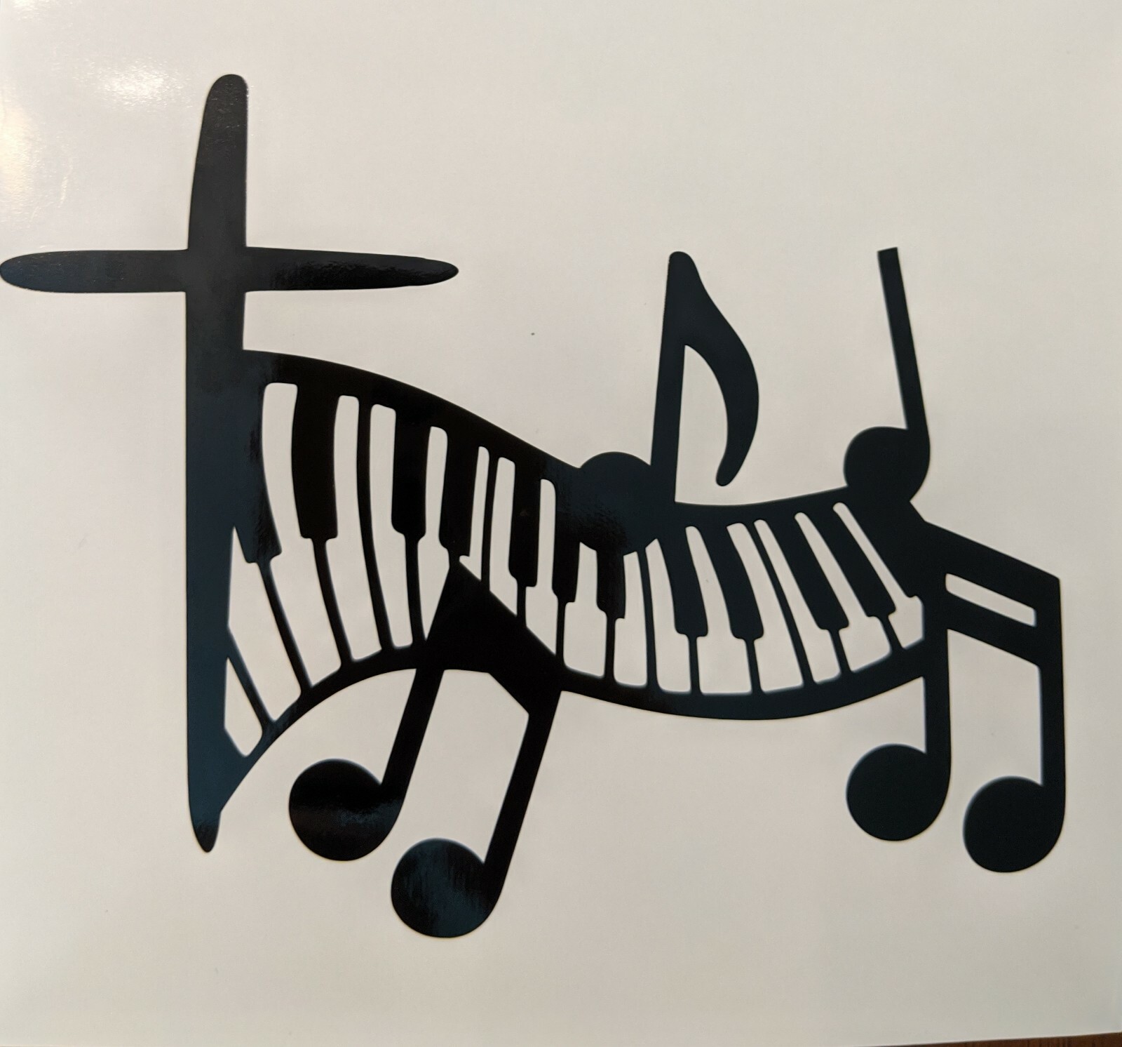 Religious Black & White & Cross Piano Keys Music Notes Decal Sticker Vinyl Art
