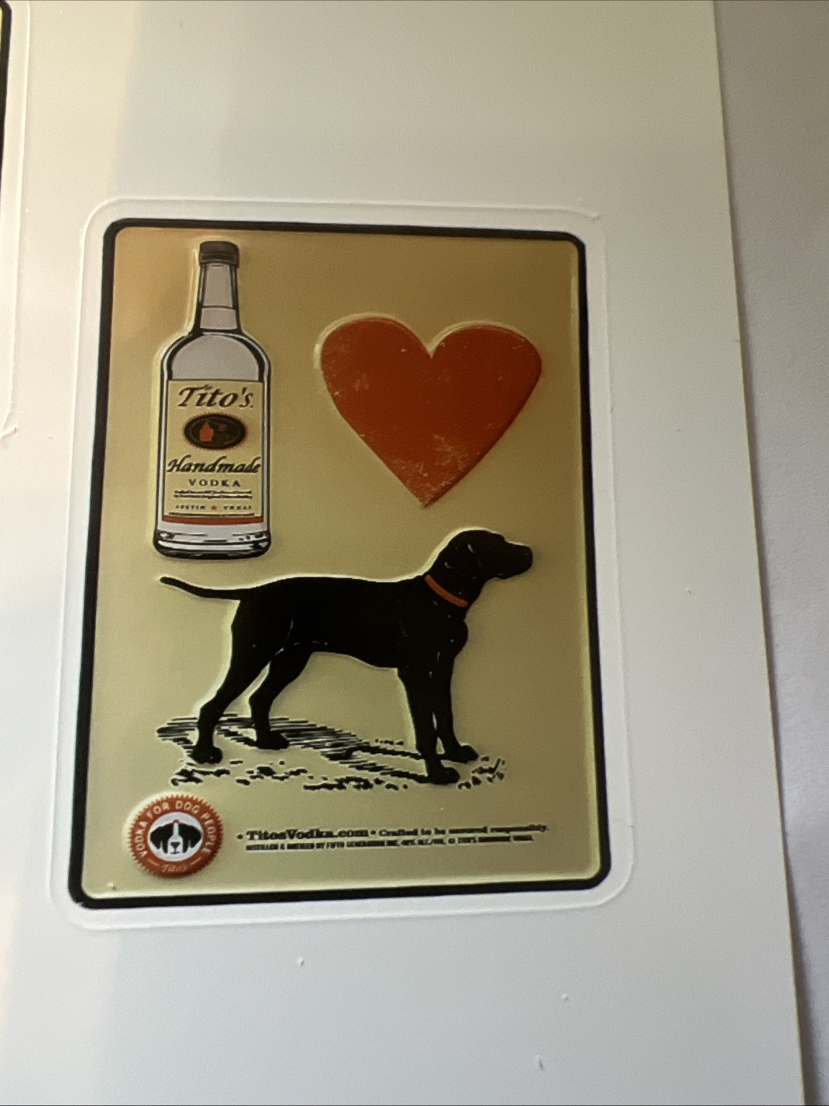 Tito’s Love Dog Sticker 1 1/2 By 2