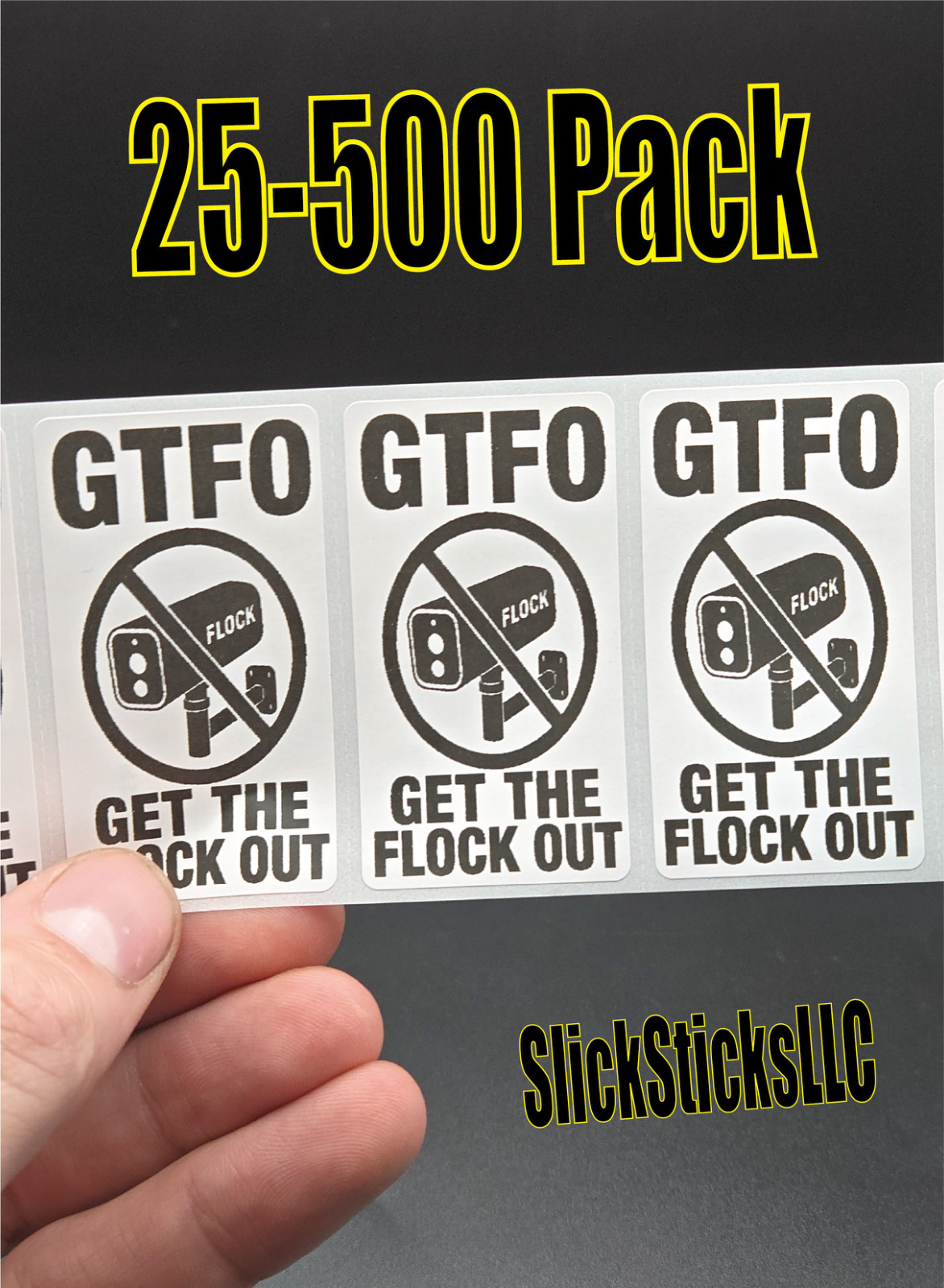 GTFO – GET THE FLOCK OUT 25-500Pack bulk stickers labels anti stop camera
