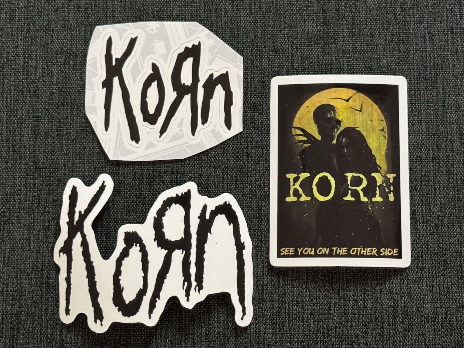 Lot of (3) KORN 1 3/4" to 3" Band STICKERS Black White FAST! FREE SHIP! Davis