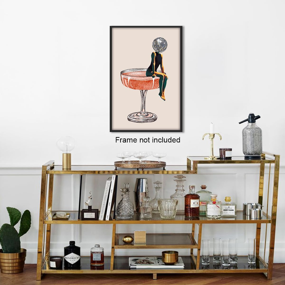 Funky Disco Ball Poster, Retro Disco Head Girly Wall Art Canvas, Vintage 70S Dis