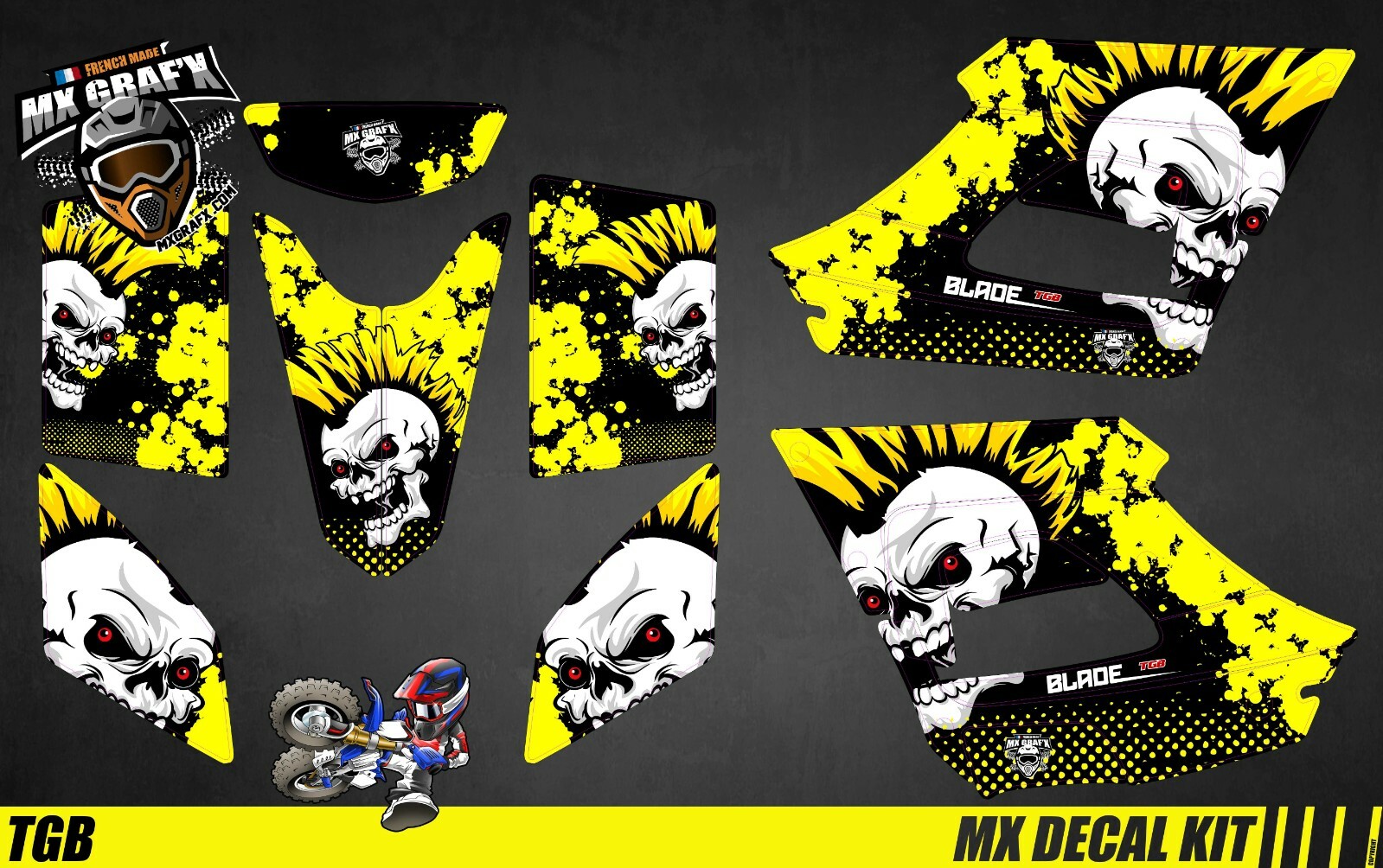 Quad Decal Kit For TGB BLADE – Punk Skull Yellow