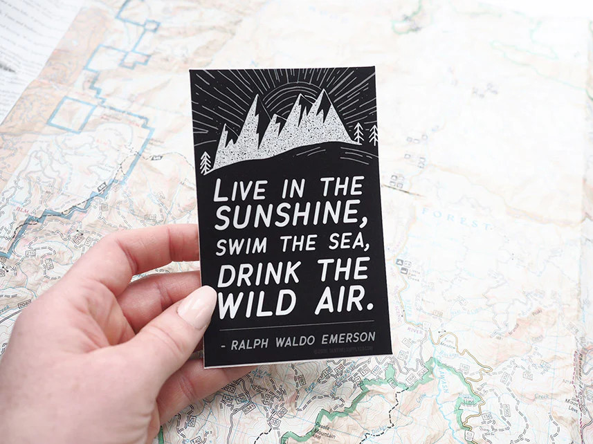 Emerson Quote Sticker – Black Rectangular