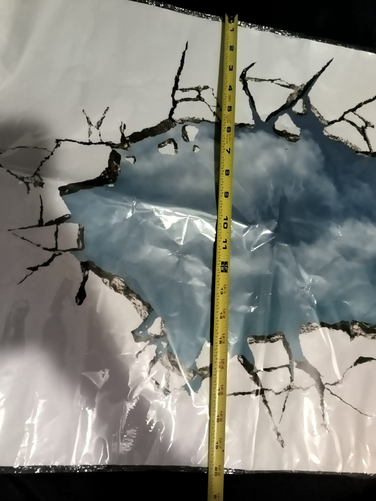 3D Cracked Wall Vinyl Decal Sticker Blue Sky Illusion Large Wall Art