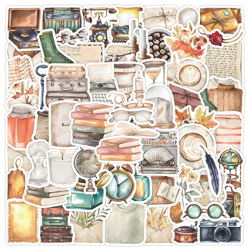 100pcs RETRO COTTAGECORE MAGIC Stickers, Stamps Books Flowers Rainbow, #224