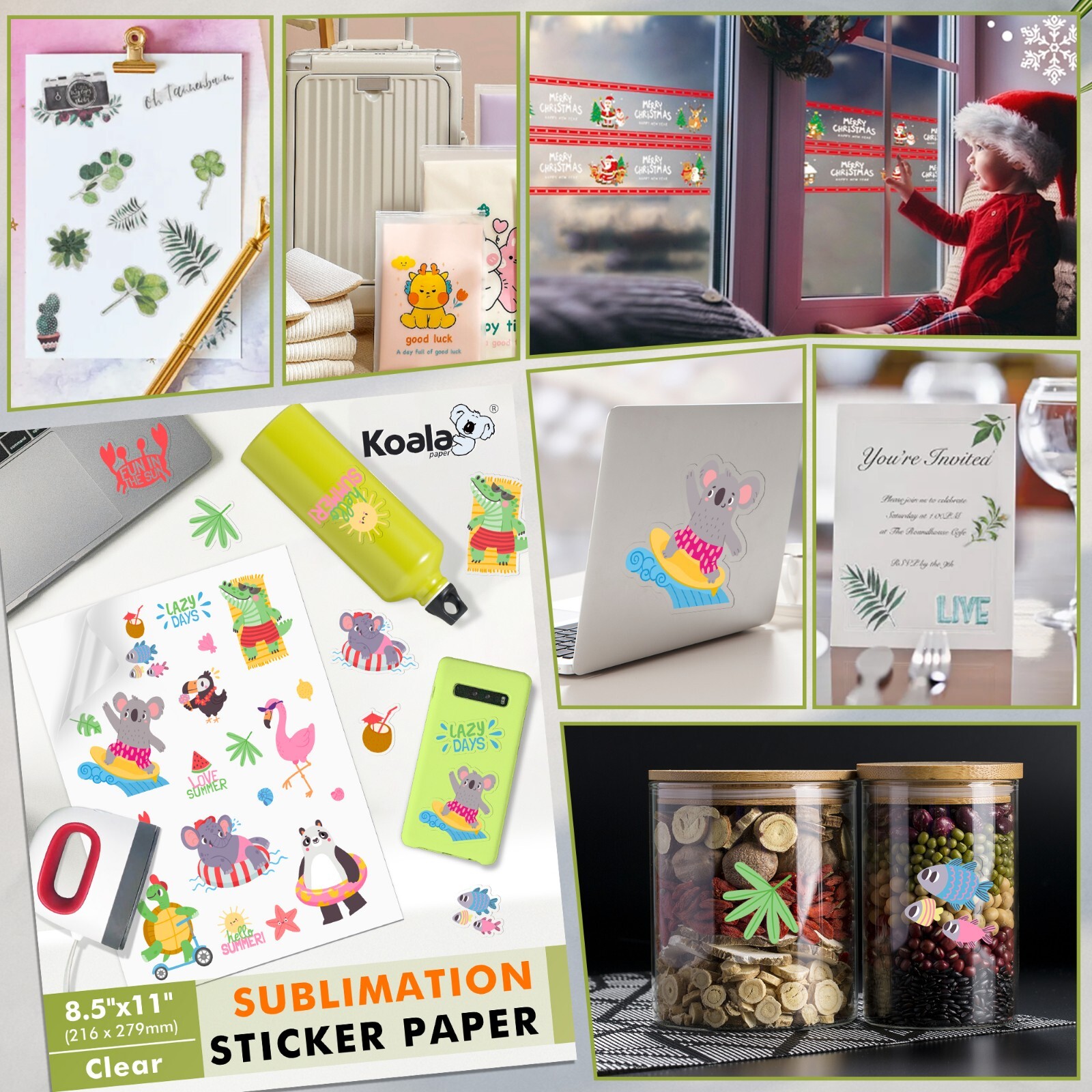 25-75 Sheets Koala Sublimation Vinyl Sticker Paper Clear Waterproof 8.5×11 Matte