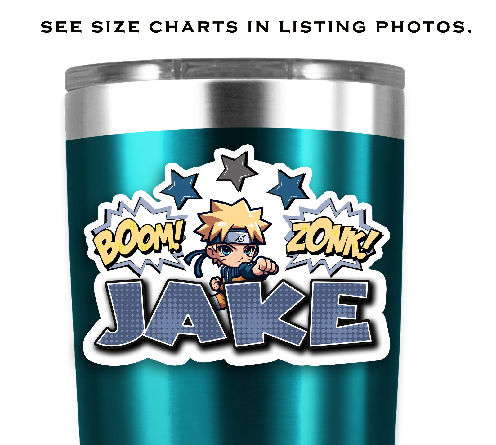 Custom Vinyl Name Sticker Anime Inspired Ninja Design Personalized Decal