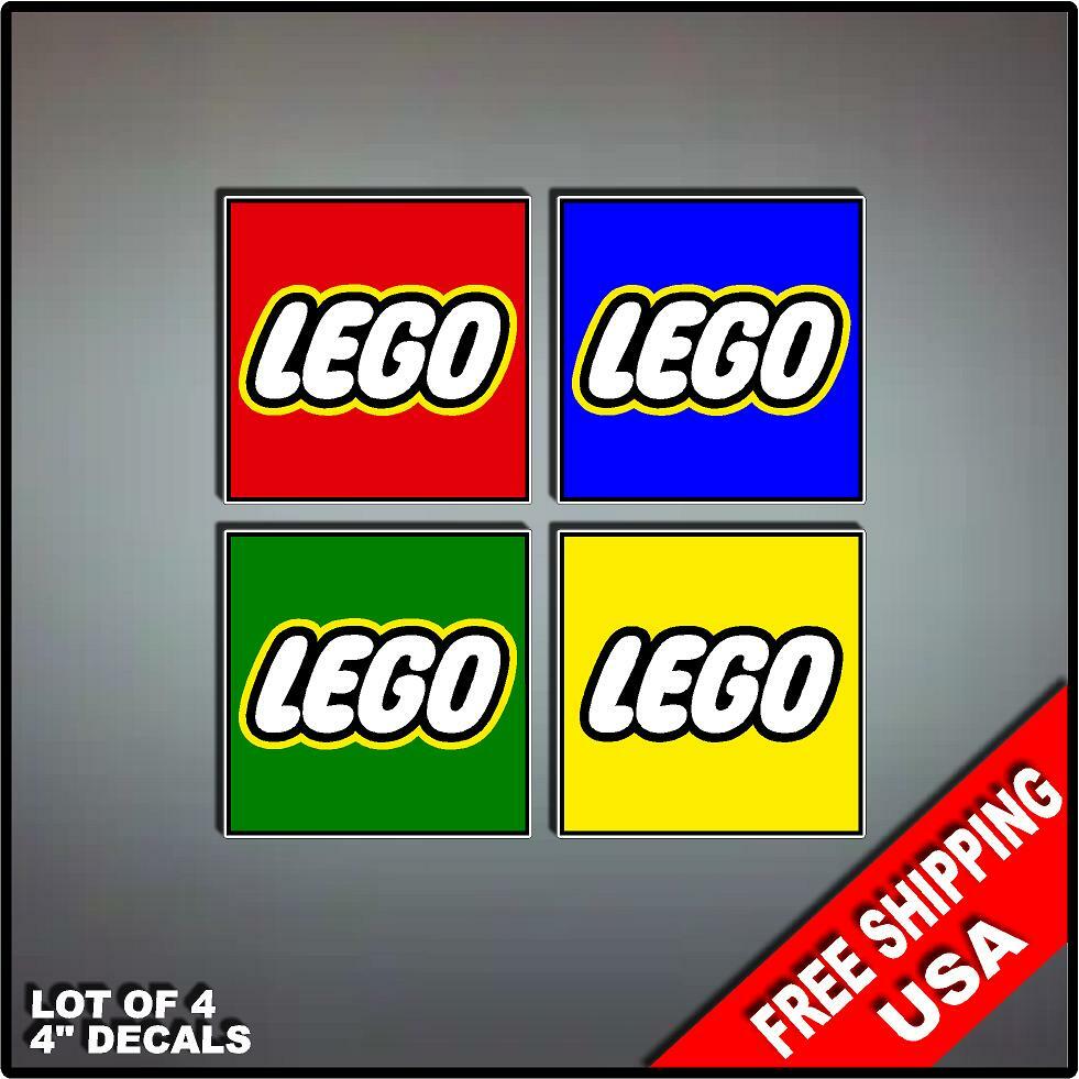 4" LEGO Stickers Decal Lot 4 colors Art Vinyl Wall Sticker Kids Puzzle Blocks