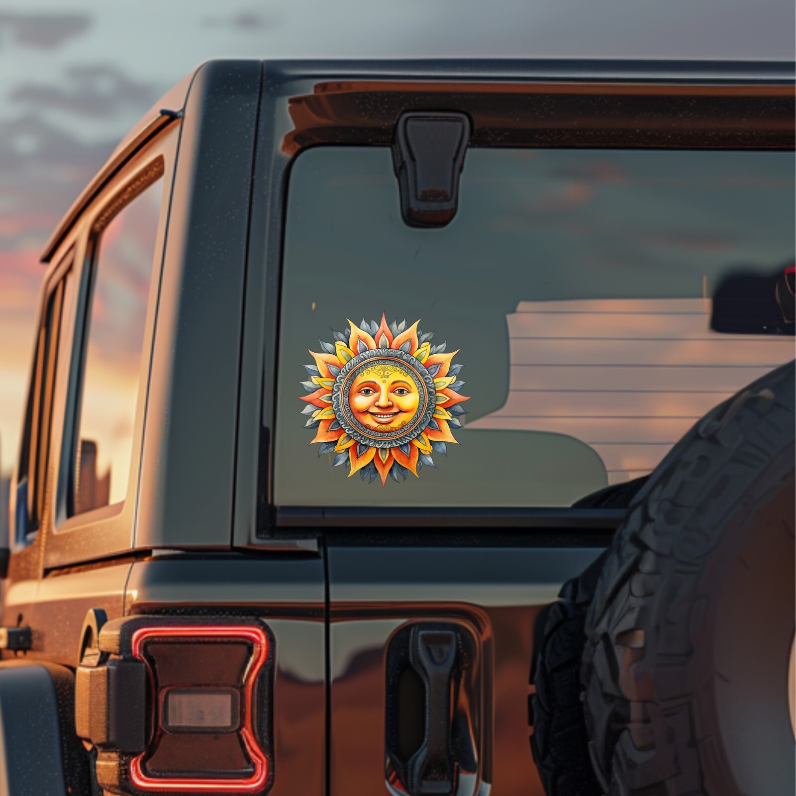 Boho Smiley Face UV DTF Transparent Sticker / Decal