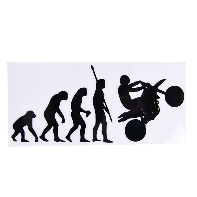 Evolution White Vinyl Sticker Decal 8" x 3.5" For MOTORCYCLE