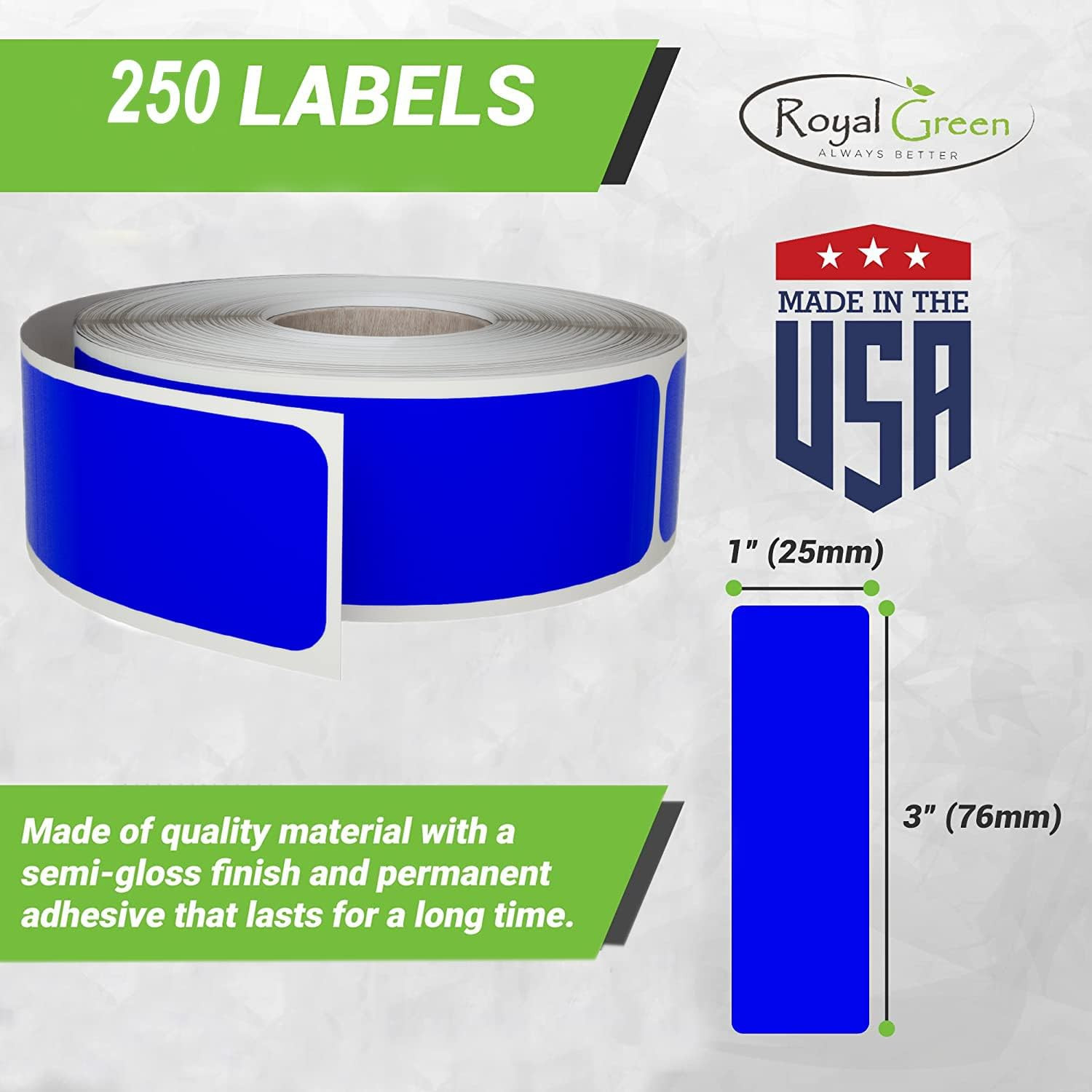 Rectangular Colored Sticker 1X3 Inch (7.5Cm X 2.5Cm) Neon Green Labels on a Roll