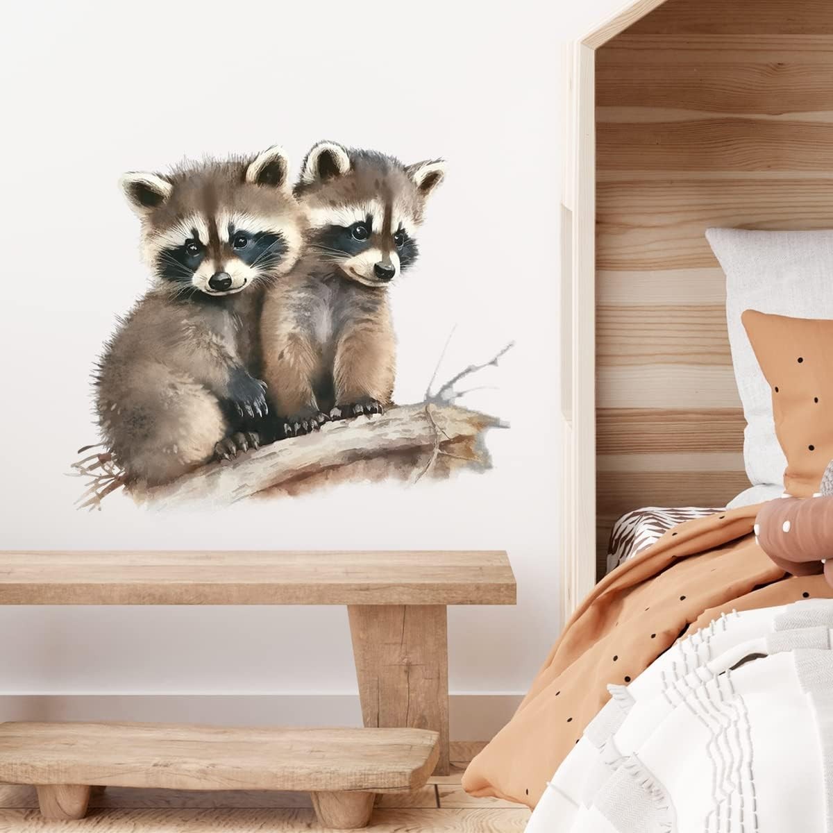 Animal Wall Decal Raccoon Removable Waterproof Nursery Wall Sticker Kids Room