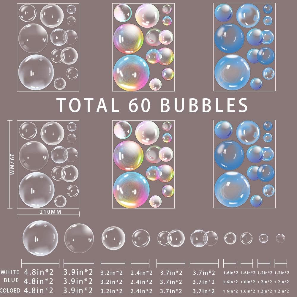 Transparent Bubble Wall Decal Sticker Cutout Kid'S under the Sea Birthday Party