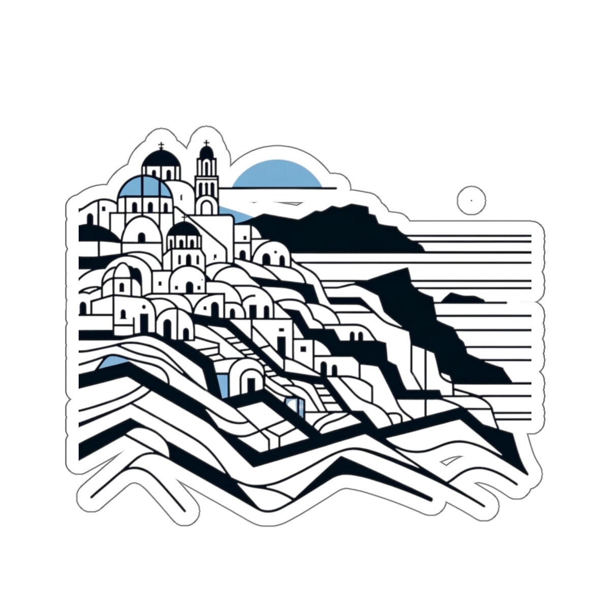 Santorini Greece Travel Sticker Bold Minimalist Line Art Novelty Trip Gift
