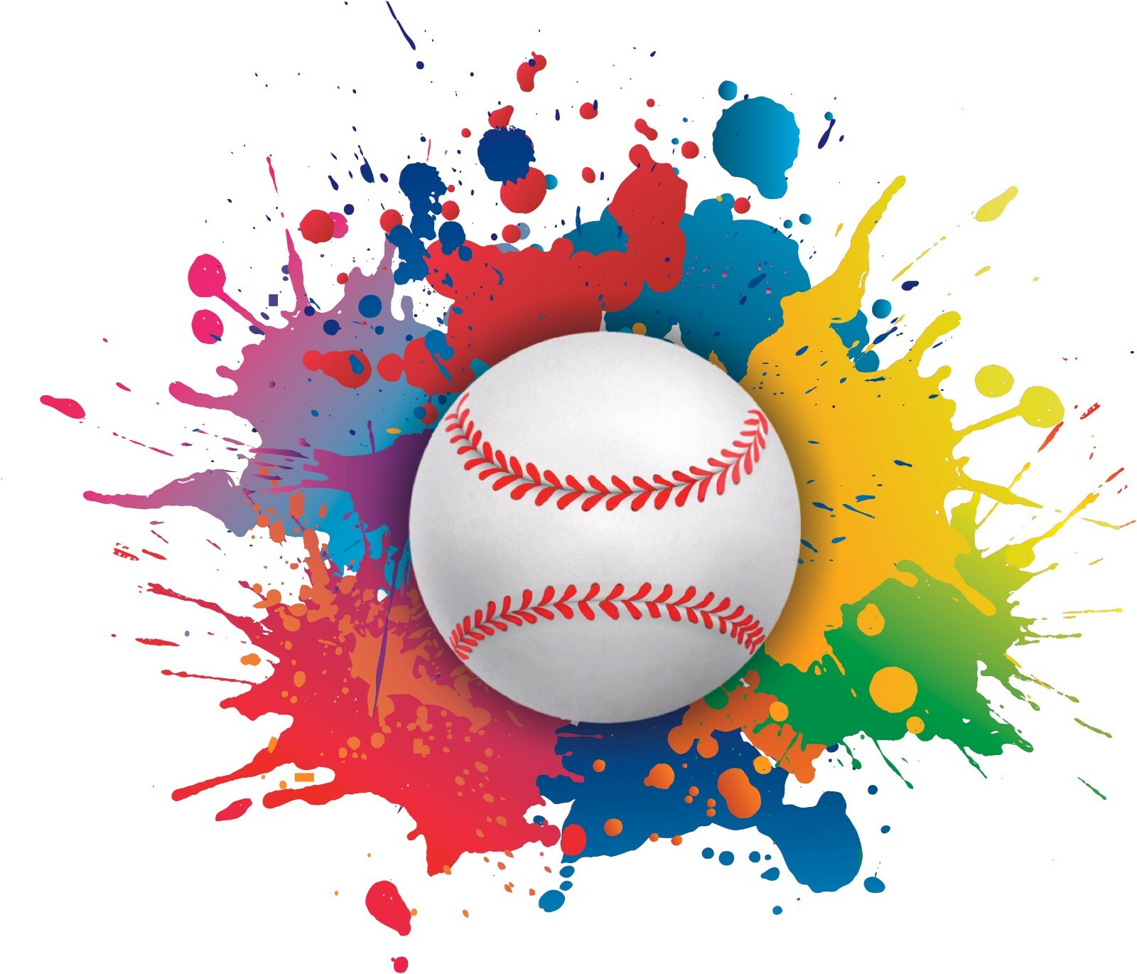 Bedroom Living Room Art Baseball Decor Vinyl Wall Decal Watercolor Splat Design